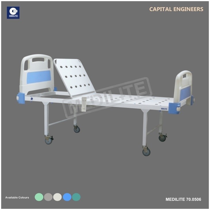semi fowler bed with abs panel is a type of hospital bed designed for patient comfort, safety, and mobility support that allows the upper body head section to be elevated to reclined position angle 0-70 degrees. We Capital Engineers are manufacturers of various type of Beds with the latest safety features like side rails and wheels.